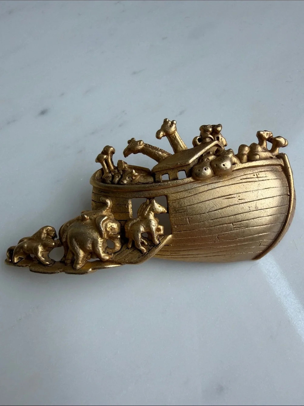 Vintage Noah's Ark with Animals Signed AJC Brooch